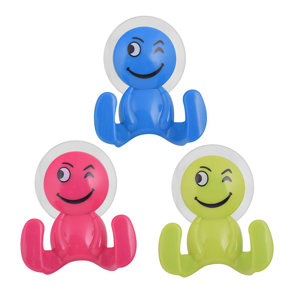 картинка Крючок TL27-68 Веселый человечек, на присоске, пластик, в ассортименте, 1 шт 