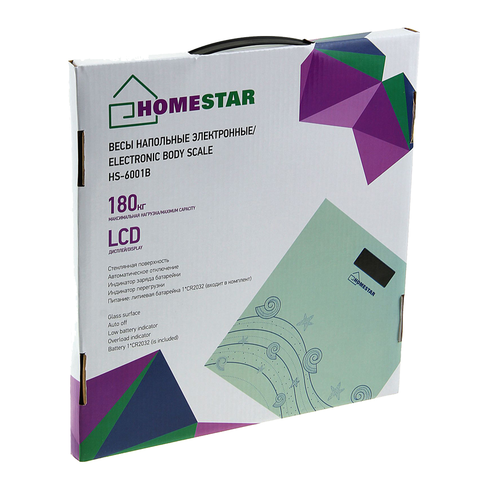 Весы Homestar 2136886 напольные электронные, до 180 кг, стекло, голубой