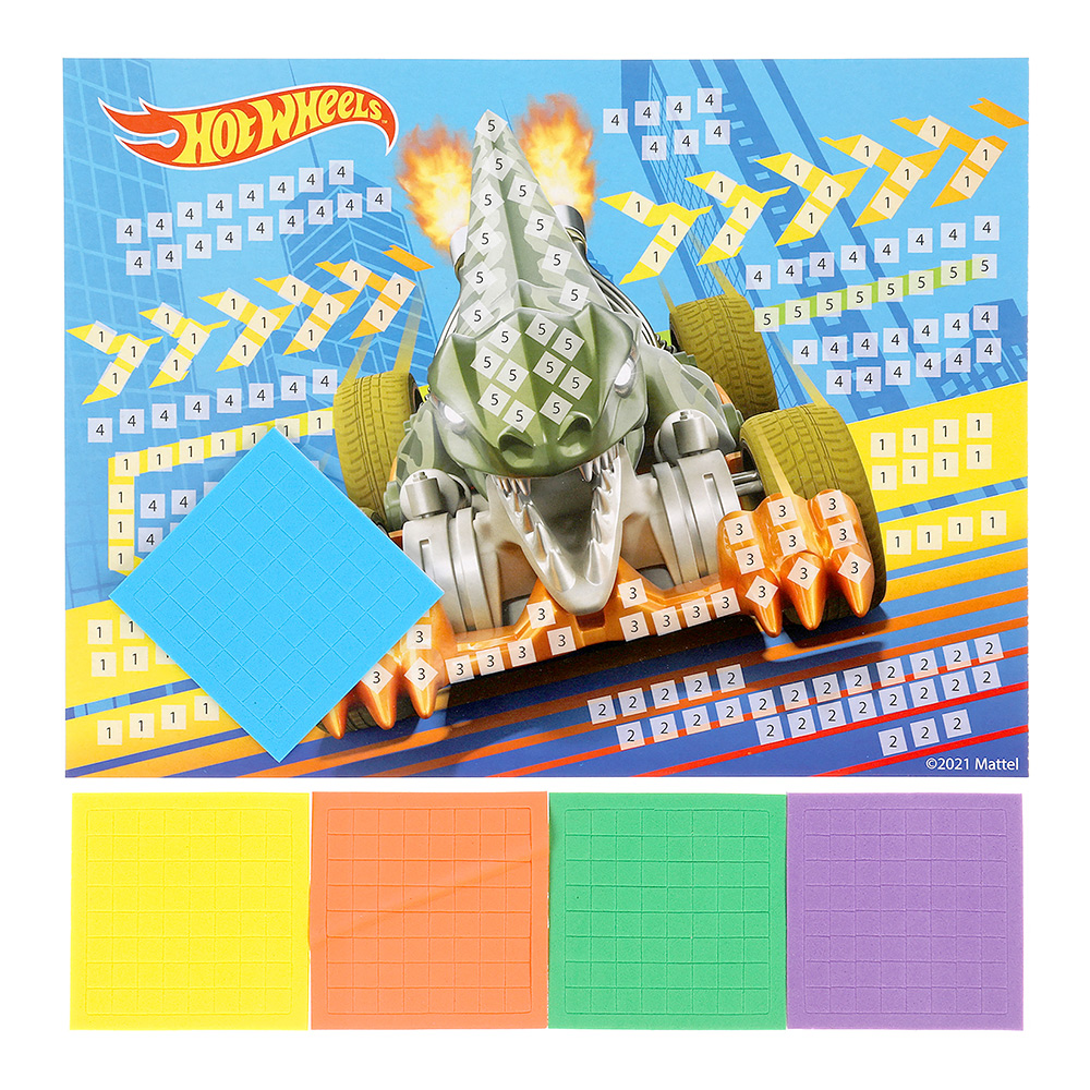 картинка Аппликация MultiArt Hot Wheels 100-AMP-HW2 мягкая мозаика, 17*23 см 