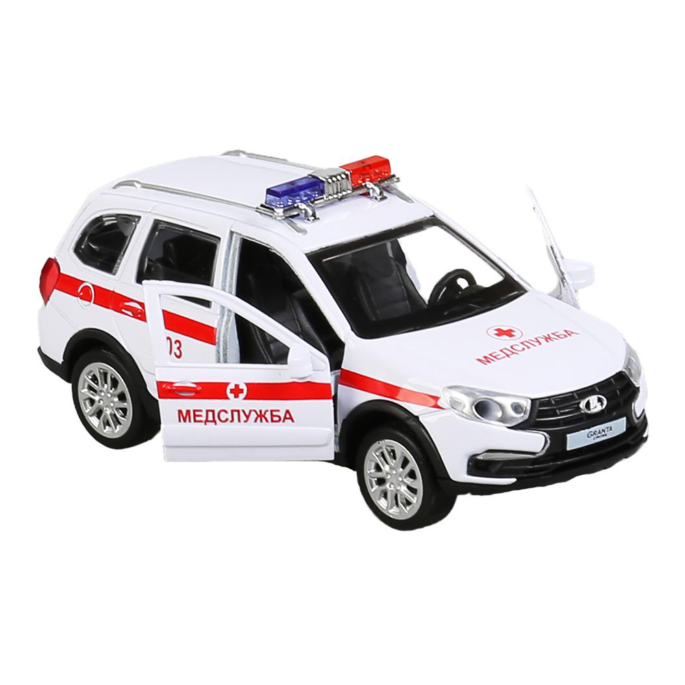 картинка Машина GRANTACRS-12SLAMB-WH Технопарк Lada Granta Cross Скорая, инерционная, 12 см, металл 