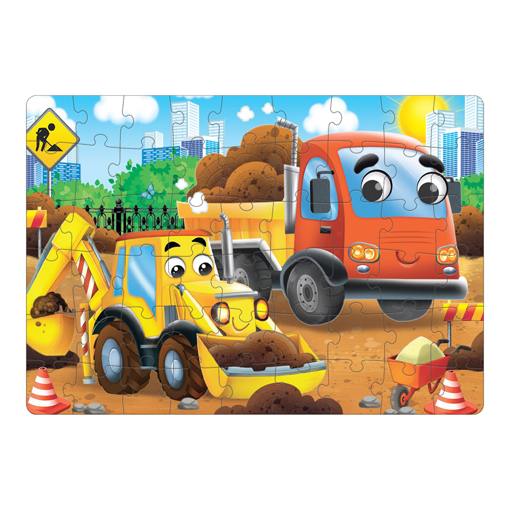 картинка Пазл Puzzle Time 7548954 Машины на стройке, 54 элемента 