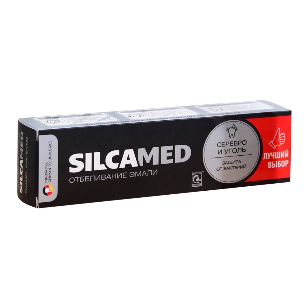 картинка Зубная паста Silca Med Серебро и уголь, 130 мл 