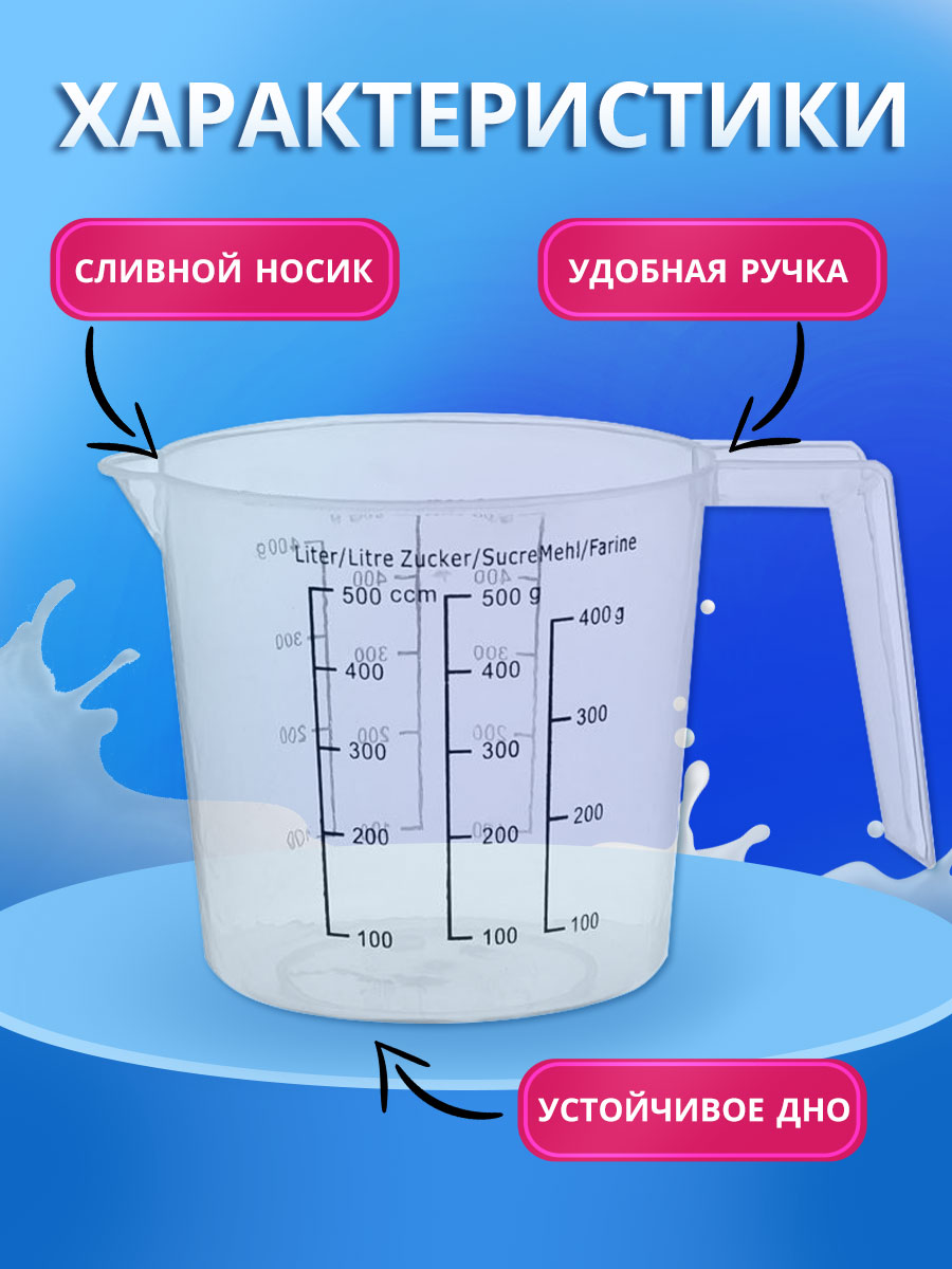 картинка Кувшин мерный KMP500, пластик, 0,5 л 