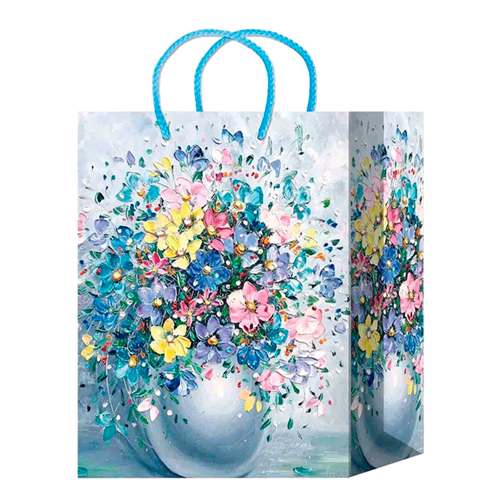 Пакет подарочный S-172/176 Цветы, ламинированная бумага 11*13*6 см, микс