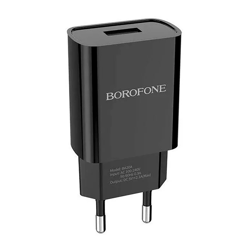 картинка Зарядное устройство Borofone BA20A СЗУ 1USB 2.1A, черный 