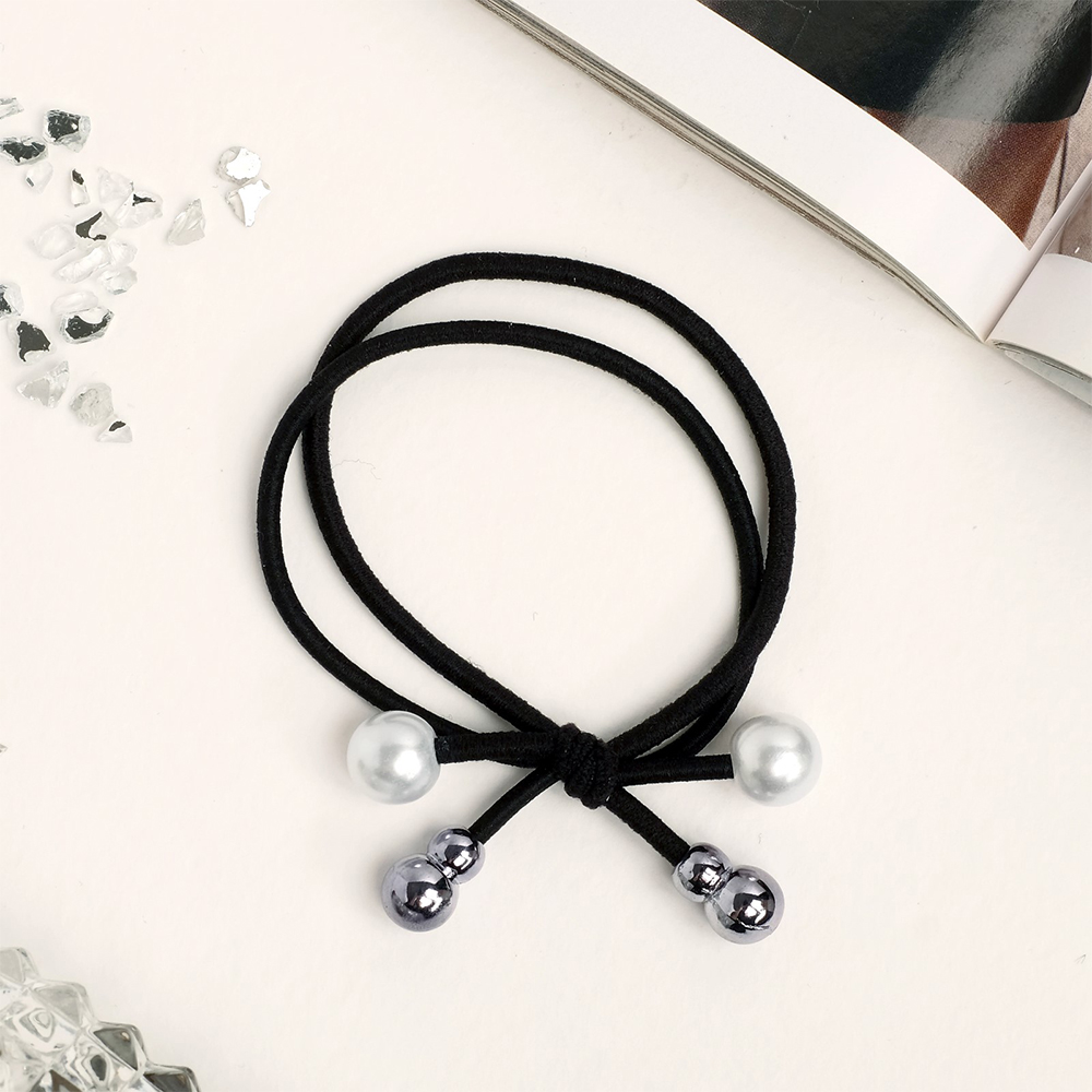 картинка Резинка для волос Queen fair4623444 Валерия, бусины, 6 см, черный 