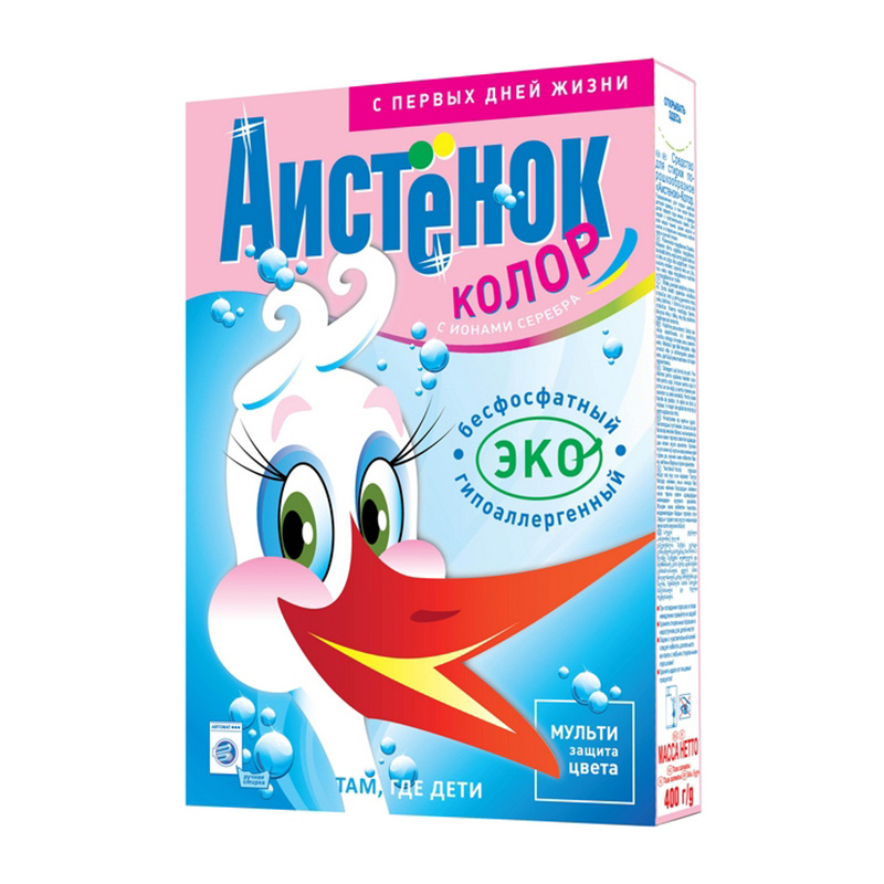 картинка Стиральный порошок Аистенок Колор, для детского белья, 400 г 