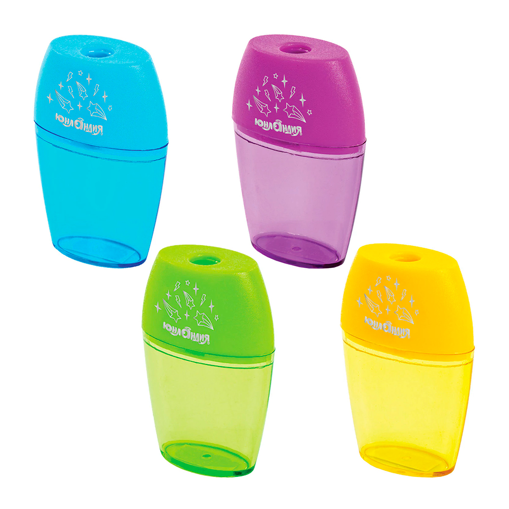 Точилка Юнландия 228765 Радуга, с контейнером, овальная, пластик, в ассортименте