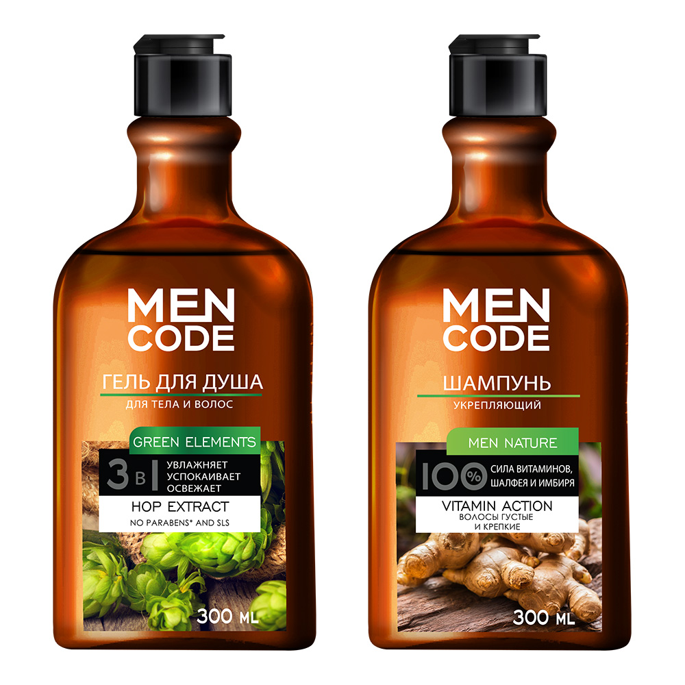 картинка Набор подарочный Men Code Limited Edition шампунь укрепляющий 300мл + гель для душа 300мл, мужской 