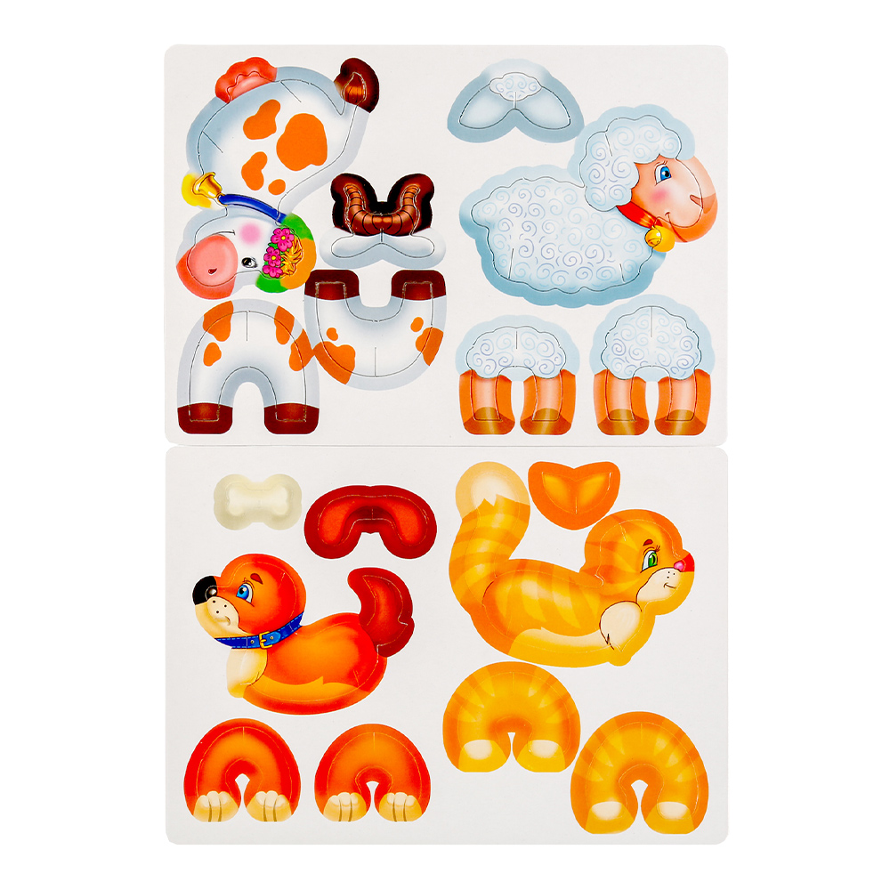 картинка Пазл Умка 256821 Домашние животные 3D фигуры, 150*210 мм 