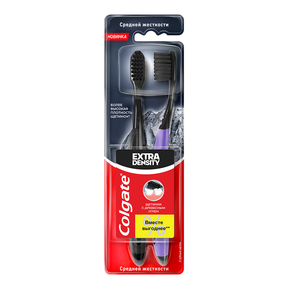 картинка Зубная щетка Colgate Extra Density средней жесткости щетина, 2 шт 