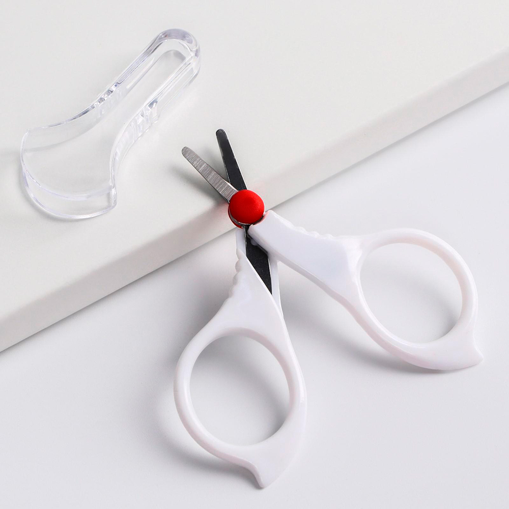 картинка Ножницы маникюрные 5231435 детские, с колпачком, цвет белый 