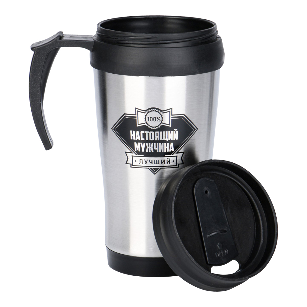 картинка Термос-кружка 7109218 Настоящий мужчина, нержавеющая сталь, 350 мл 