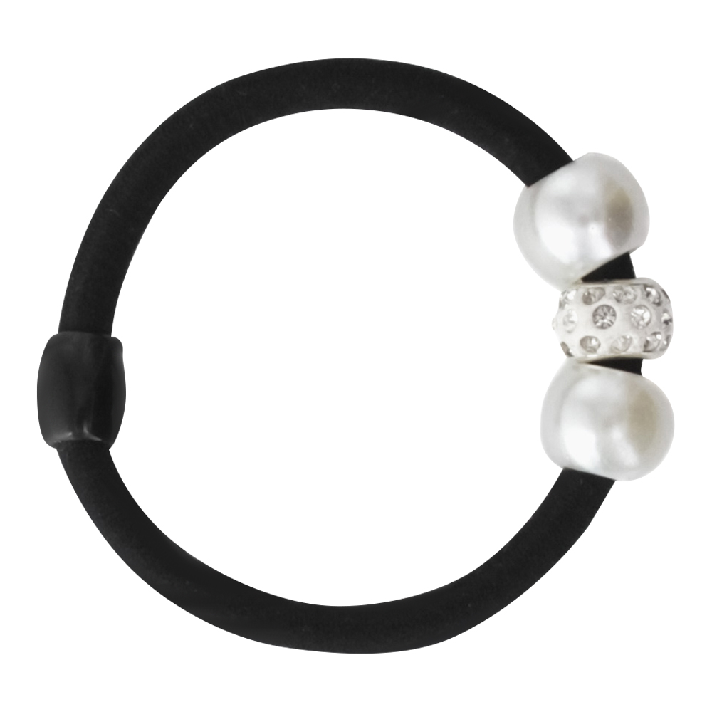 картинка Резинка для волос 12054 HP 53, шармы жемчужины, с кристаллом, d=5см, 1 шт 