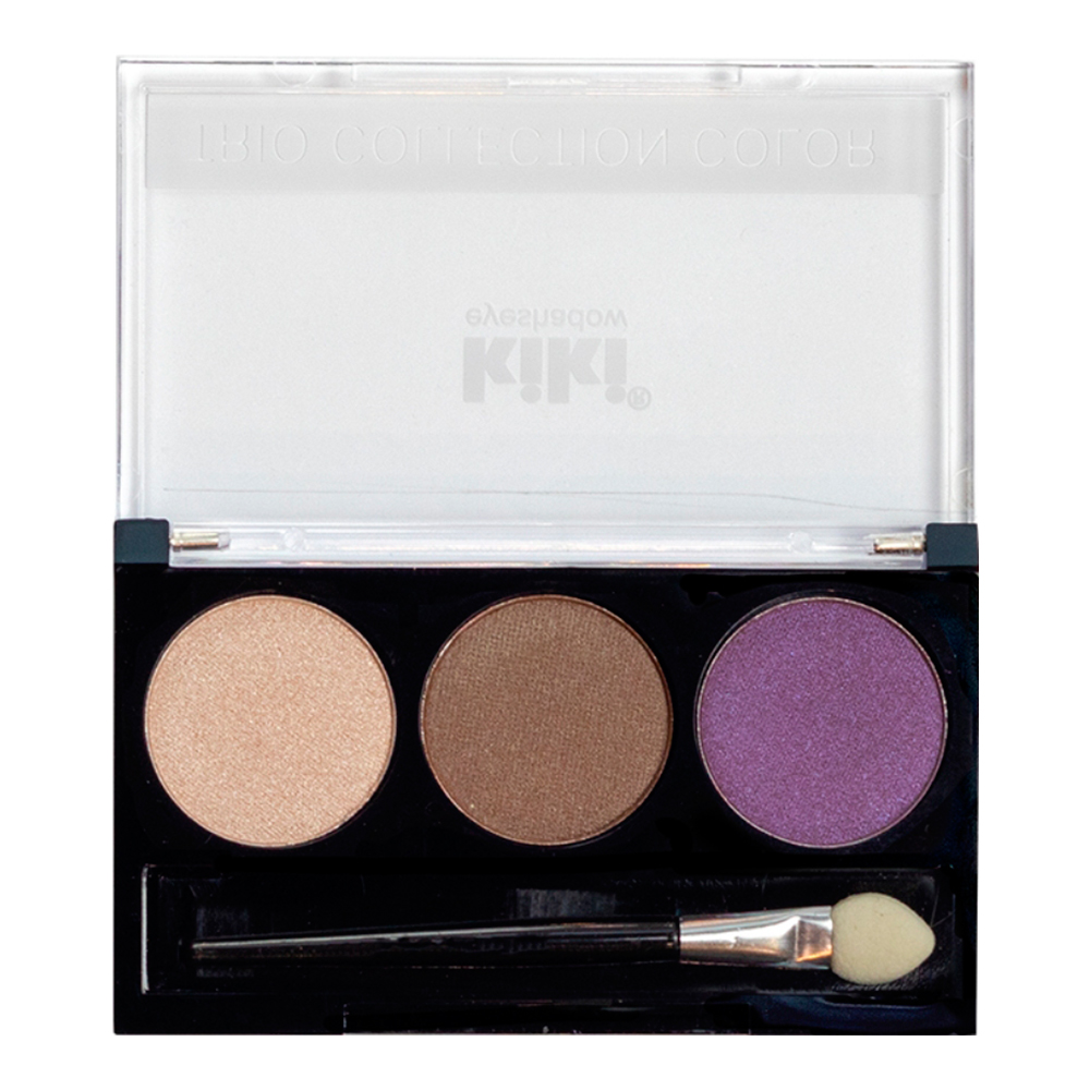 картинка Тени для век Kiki Trio Collection Color палетка 3 оттенка, бежевые, коричневые, сиреневые, тон 105 