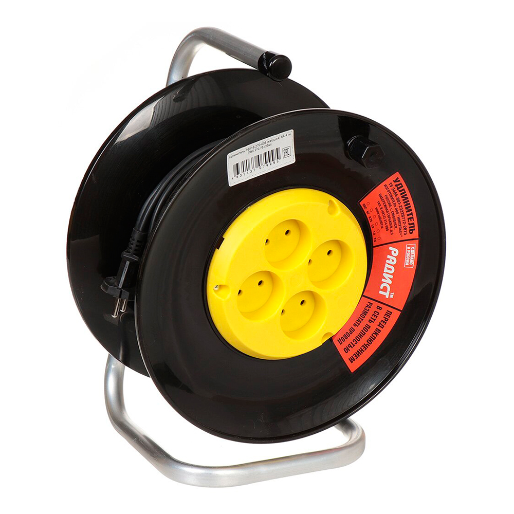 Удлинитель РБК16 катушка, четырехместный с заземлением, 10А, 2*0,75, 20 м