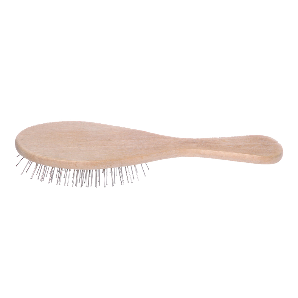 картинка Расческа 450-292 деревянная массажная, метал.зубья, овальная 21см 