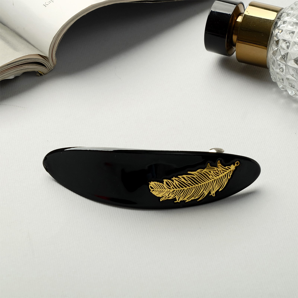 картинка Заколка-автомат для волос 4337302 Бэлла, овал перо, 10,5 см, в ассортименте 