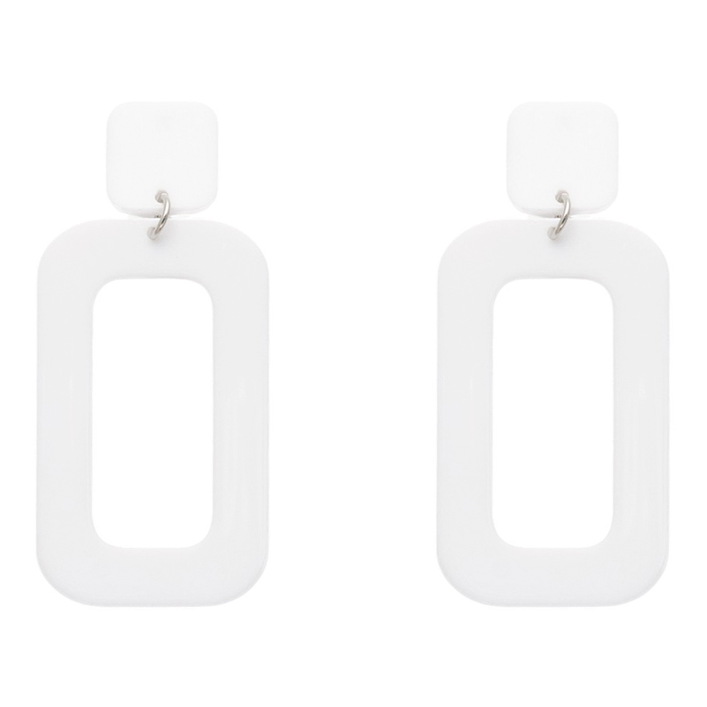 Бижутерия Queen Fair Серьги Вивьен, прямоугольник, цвет:белый, пластик, бижутерный сплав, 6,5 см