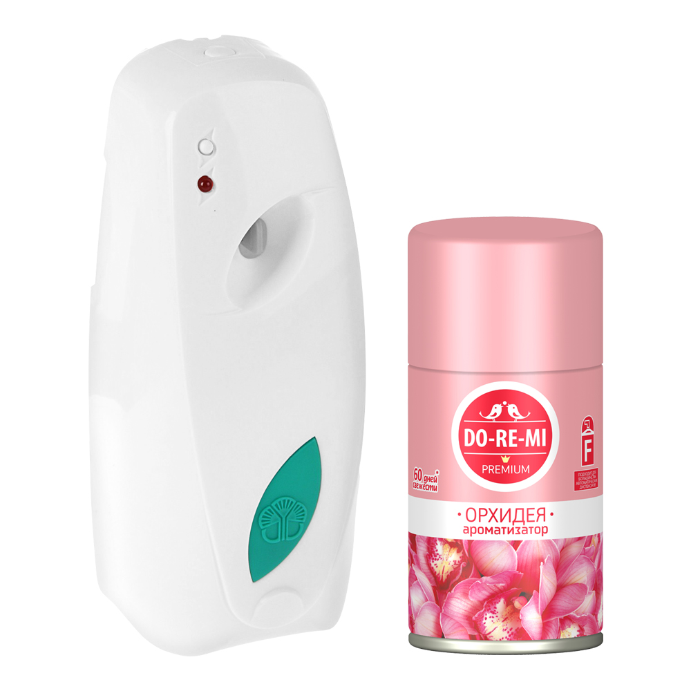 картинка Освежитель воздуха До-Ре-Ми Премиум В комплекте диспенсер/сменный блок, Орхидея, 250 мл 