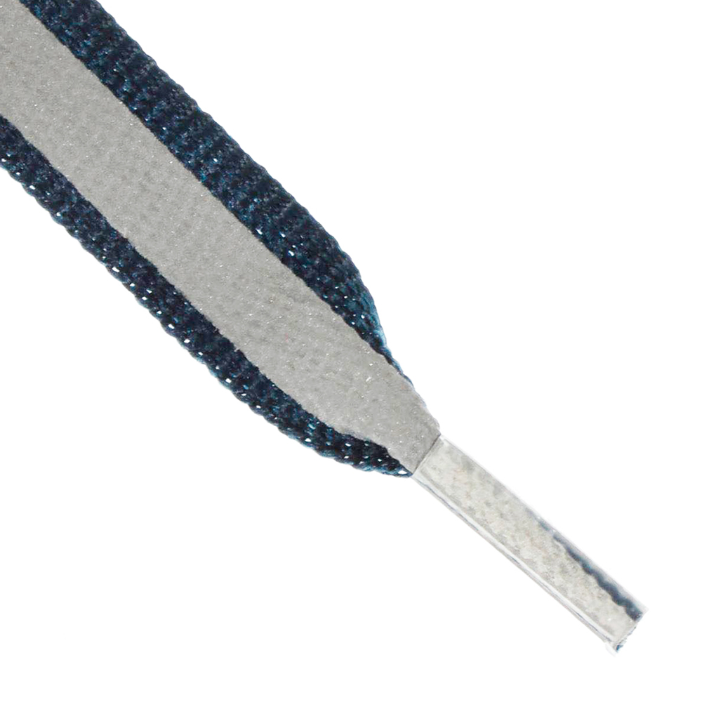 картинка Шнурки для обуви ONLITOP 1859401 плоские, со светоотражающей полосой, 10 мм, цвет: тёмно-синий, 70 см 