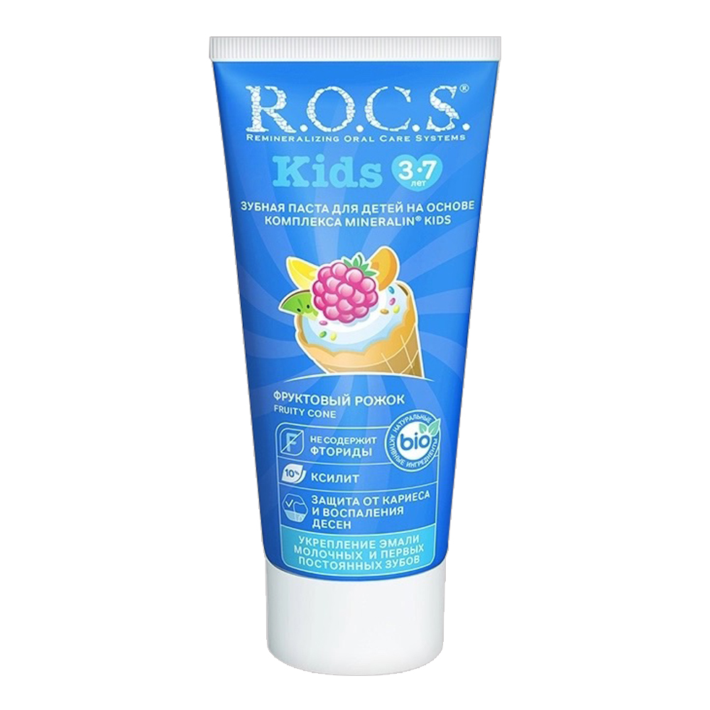 картинка Зубная паста R.O.C.S. детская, Фруктов рожок, от 3лет, 45 г 