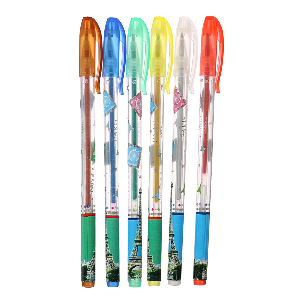 Ручка гелевая 641002 набор в блистере, металлик, с блёстками, 6 цветов