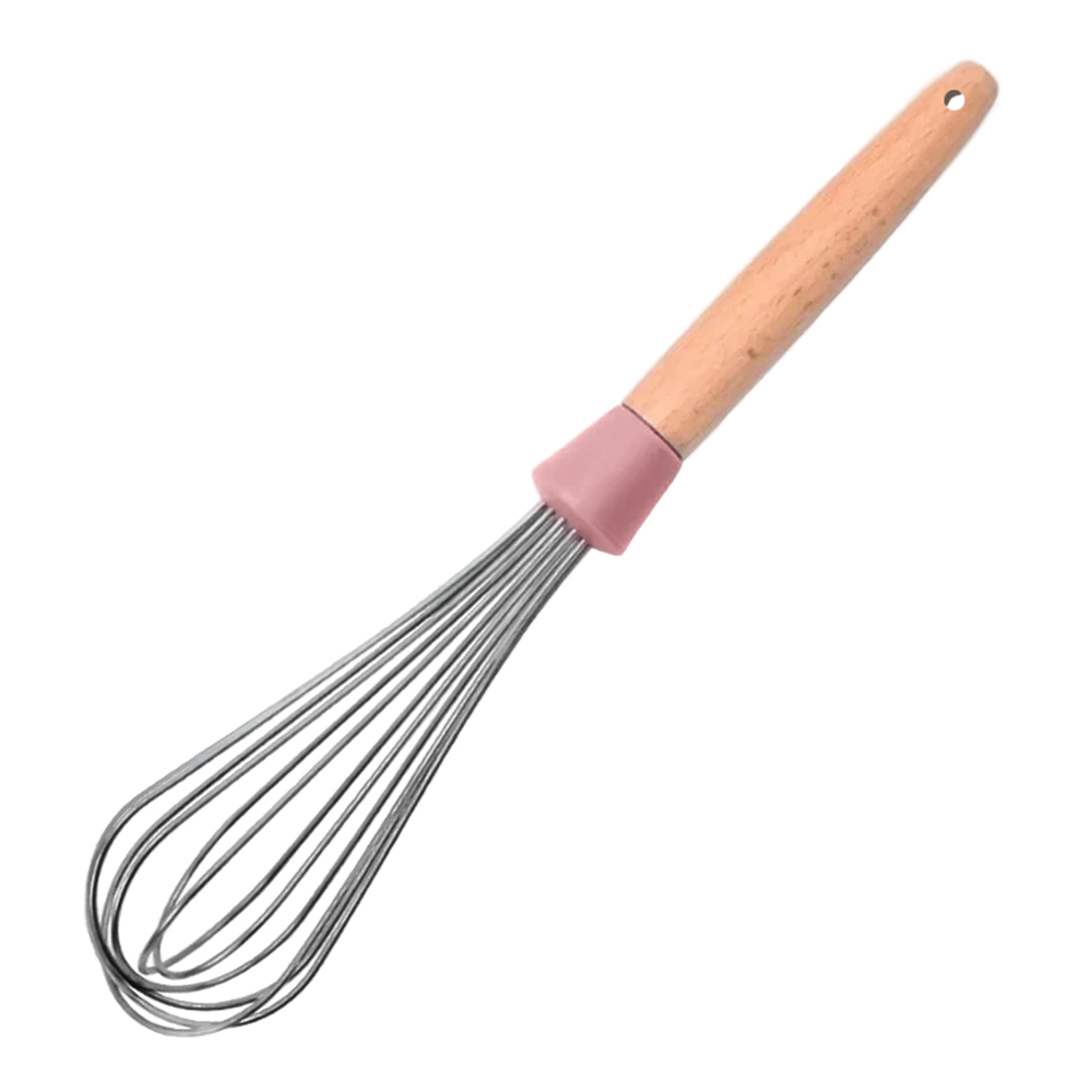 картинка Венчик NKU-08 нержавеющая сталь, деревянная ручка, 30 см 