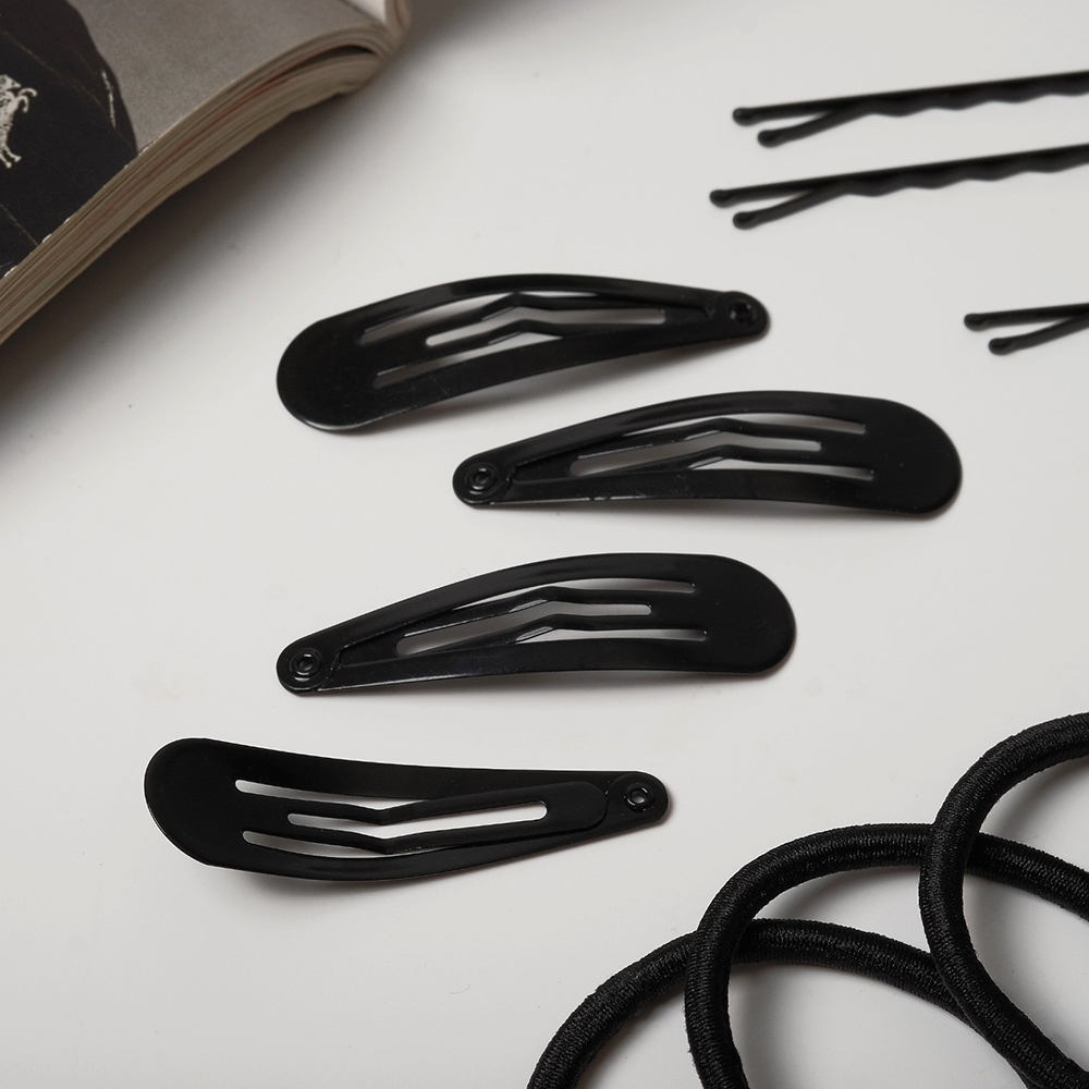 картинка Набор для волос Queen fair9313844 Классика люкс (4 невидимки+4 зажима+10 резинок), черный 