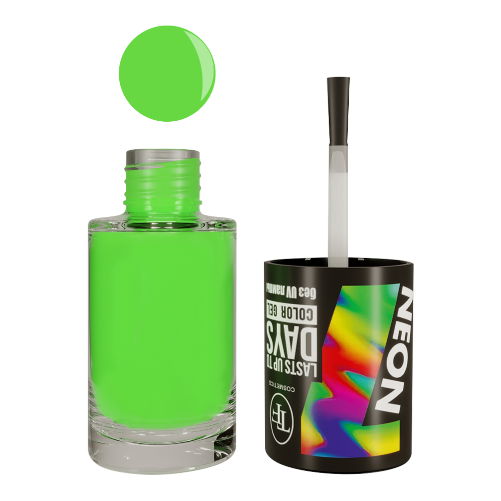 картинка Лак для ногтей Triumf Color Gel Neon, салатово-зеленый неоновый, тон 317, 8 мл 