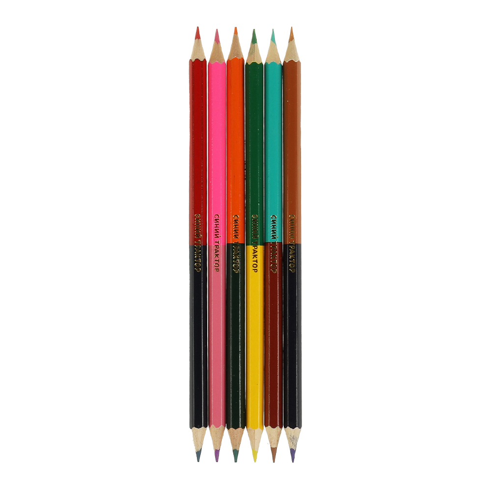 Карандаши цветные Умка CPD6-66907-STR Синий трактор, двусторонние, 12 цветов, 6 шт