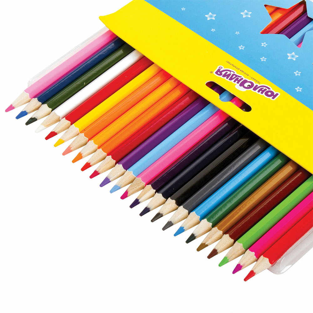 Карандаши цветные Юнландия 181645 Забавные картинки, классические, заточенные, 24 шт