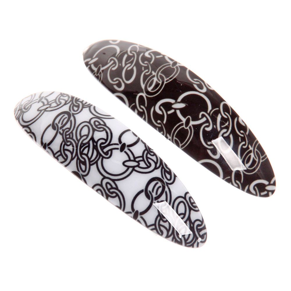 картинка Заколка-автомат для волос 656-035 Кокетка - Цепочка, овал, 2 цвета, в ассортименте, 9,5 см 