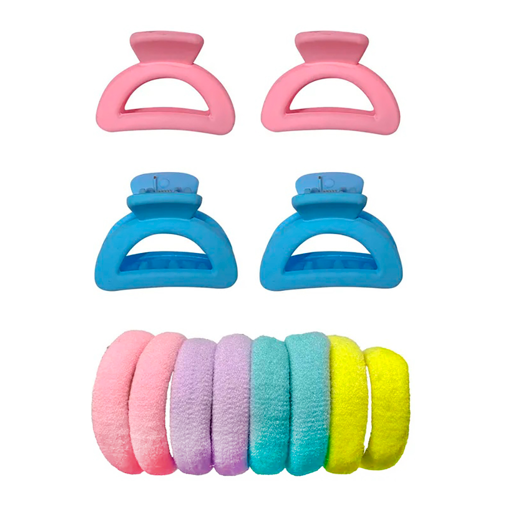 картинка Набор для волос 457034 Monte Vita 8 резинок + 4 краба, пастельные цвета, 12 шт 