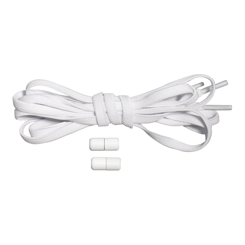 картинка Шнурки для обуви ONLITOP 9398406 плоские, с фиксатором, эластичные, 6 мм, цвет: белый, 100 см 