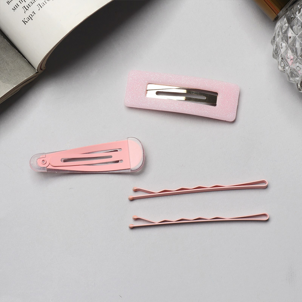 картинка Зажим для волос Queen fair 9732100 Флоренс краски, розовый, 4 шт 5,5 см 