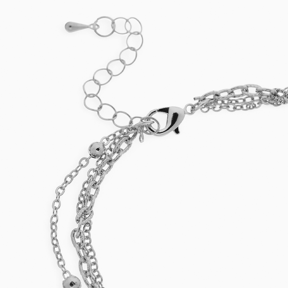 Бижутерия Queen Fair 10789438 Кулон Цепь два сердца и круг, бижутерный сплав, серебро, 46 см