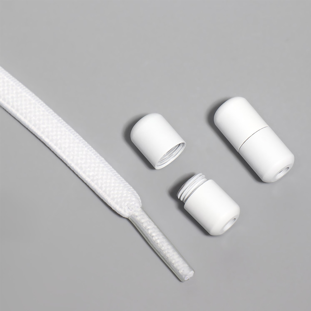 картинка Шнурки для обуви ONLITOP 9398406 плоские, с фиксатором, эластичные, 6 мм, цвет: белый, 100 см 