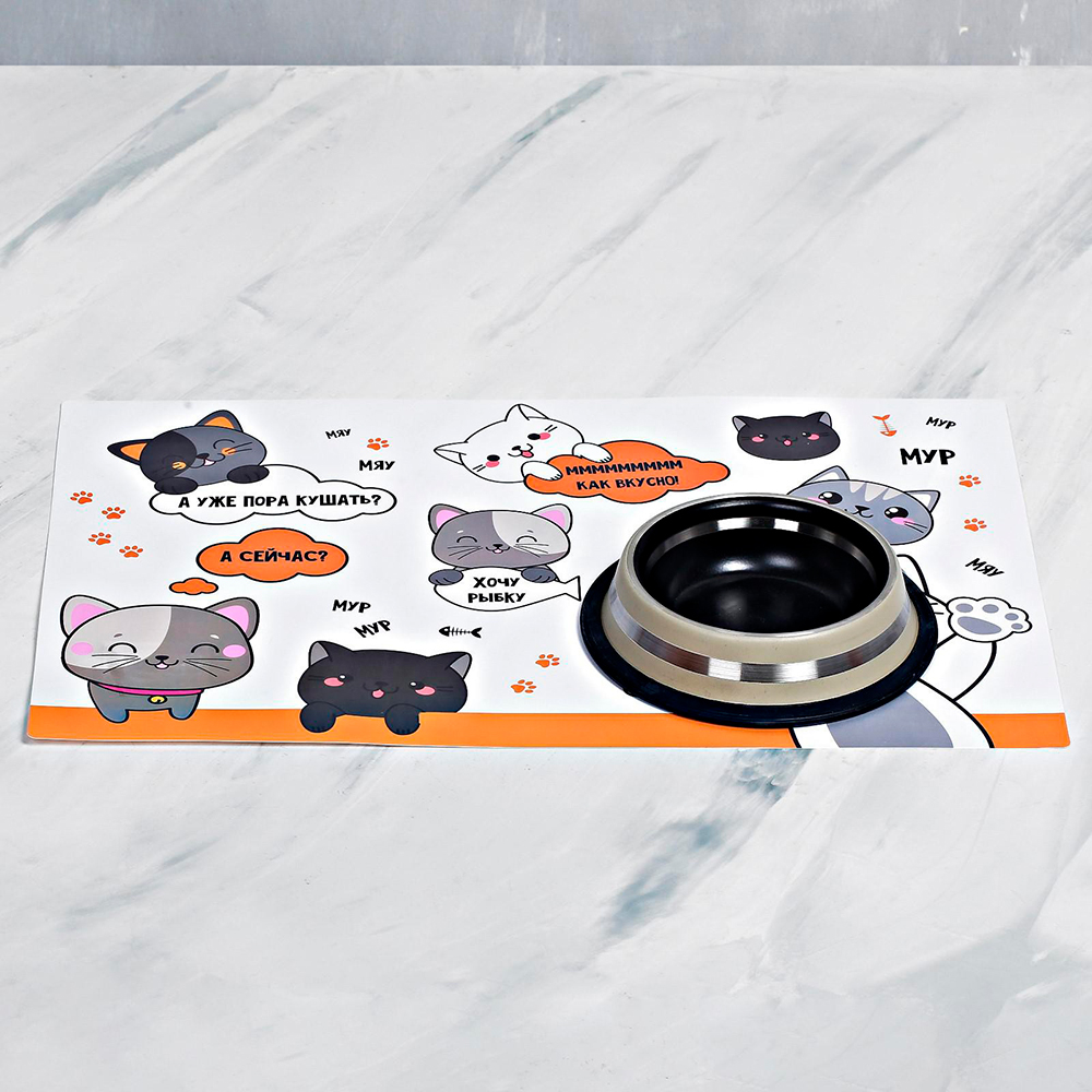 картинка Коврик 4450980 под миску, Хочу рыбку, 43*28 см 