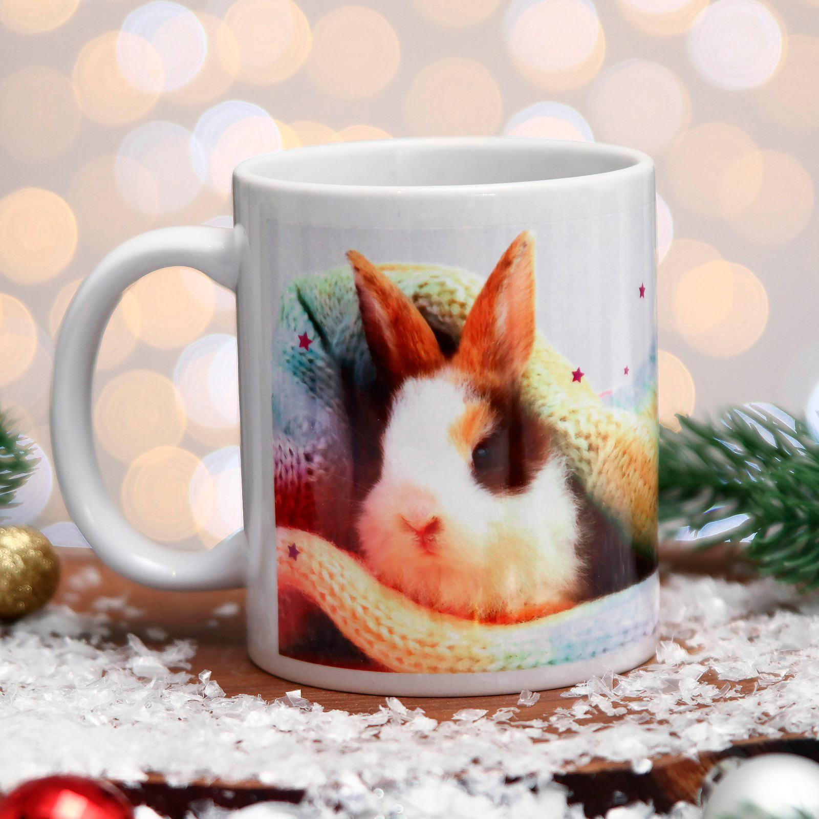 Кружка 9185943 Счастья в Новом Году! кролик, фарфор, 320 мл