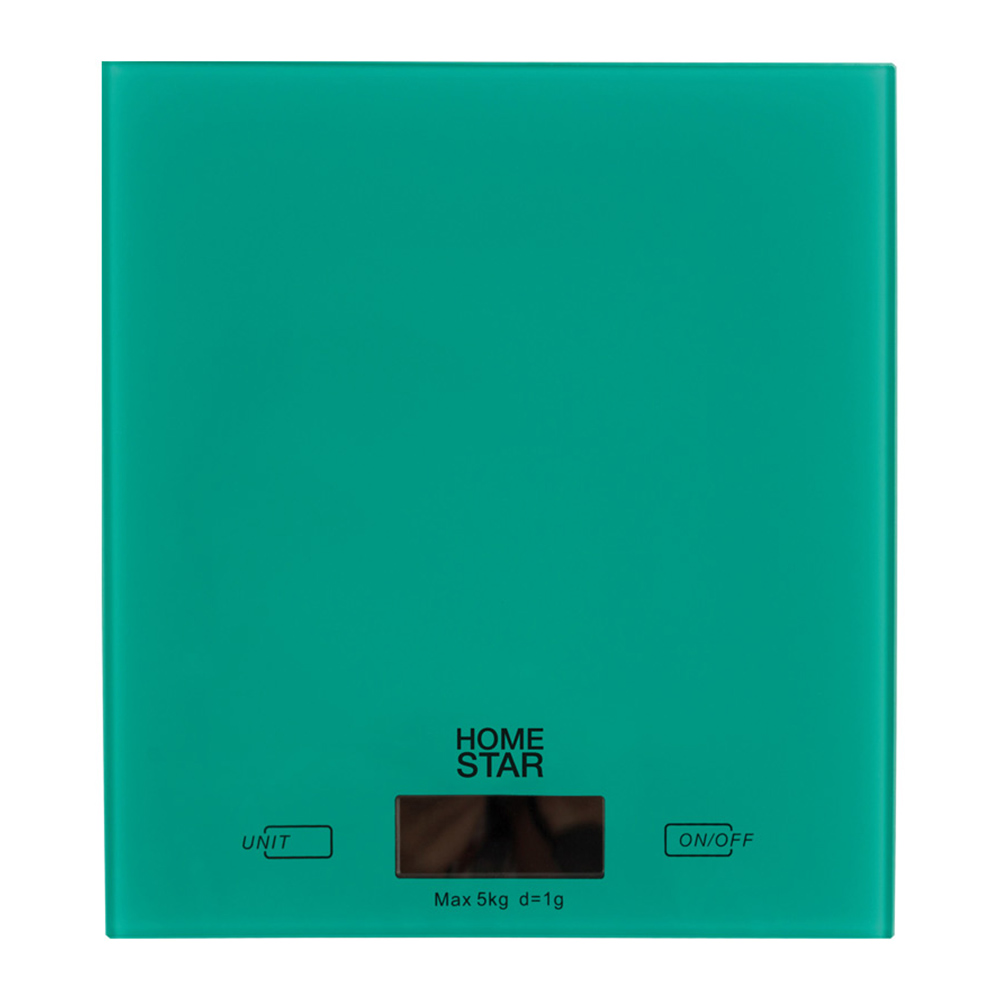 Весы электронные кухонные HomeStar 002816 стеклянная поверхность, зеленый, 5 кг