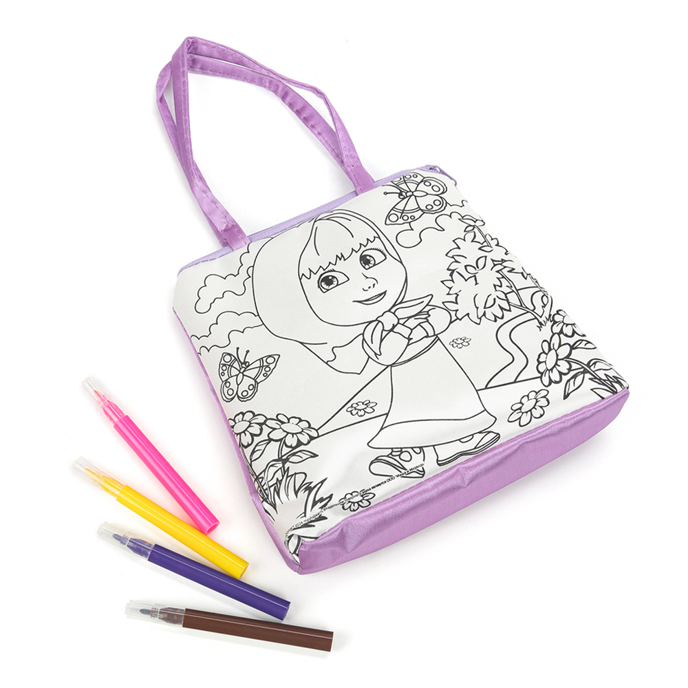 картинка Набор для творчества MultiArt BAGP-127197 сумка-трапеция для росписи Маша и Медведь, 20*19*2 см 