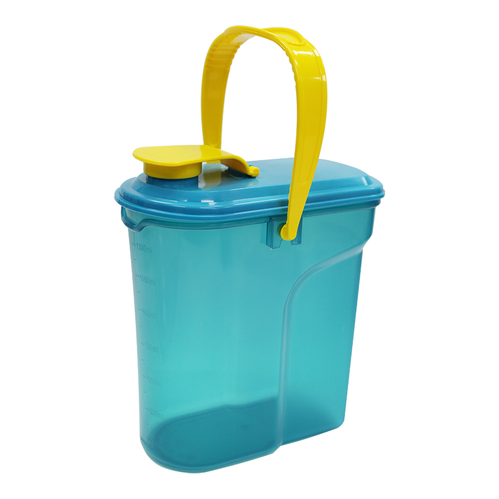 картинка Банка для сыпучих продуктов Е-554 с ручкой, пластик, цвет в ассортименте, 1,5 л 