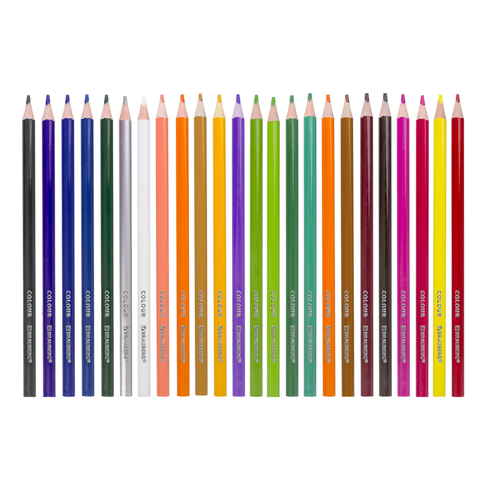 Карандаши цветные Brauberg 181663 Премиум, трехгранные, грифель 3мм, 24 цветов