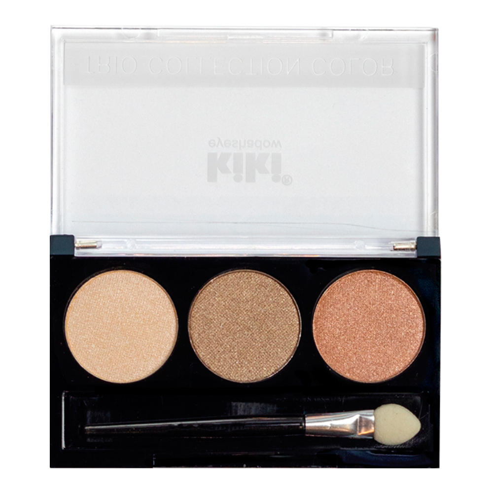 картинка Тени для век Kiki Trio Collection Color палетка 3 оттенка, светло-бежевые,светло-коричневые,светло-бронзовые, тон 102 