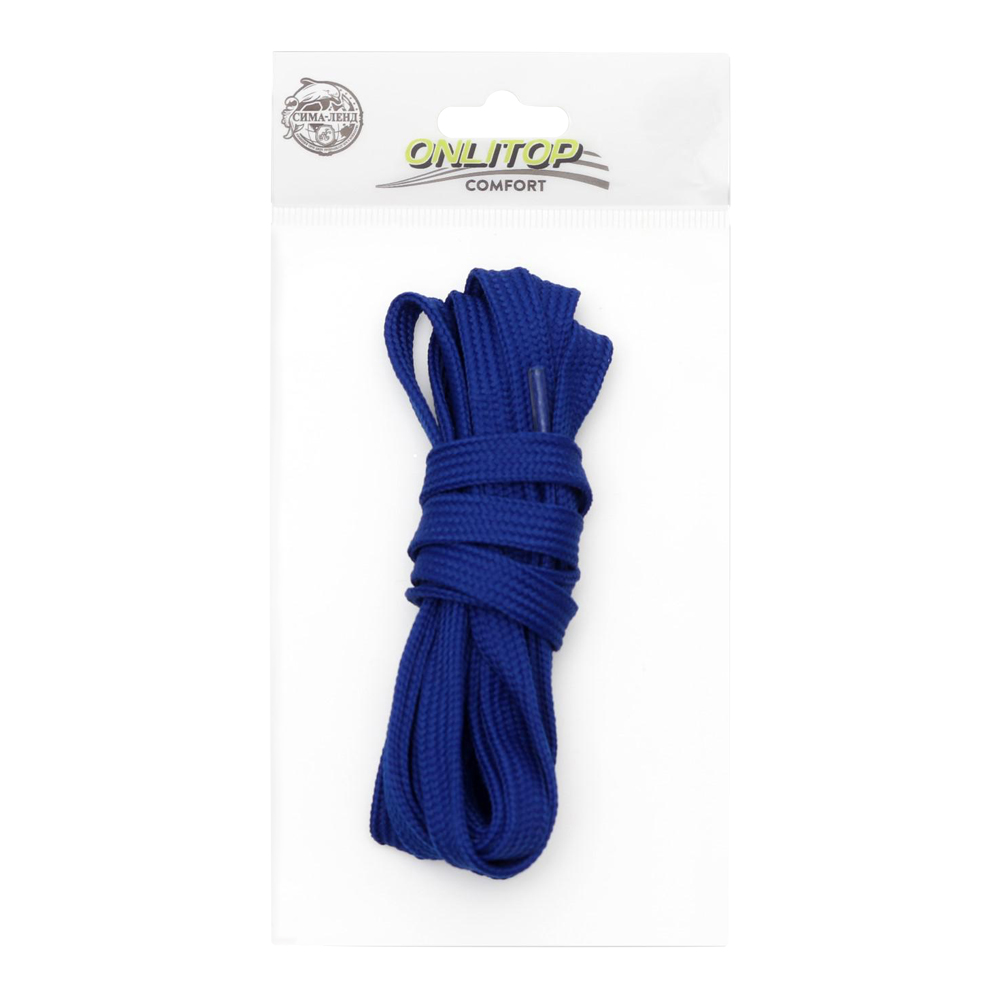 картинка Шнурки для обуви 5415445 плоские, 7 мм, синий, 120 см 