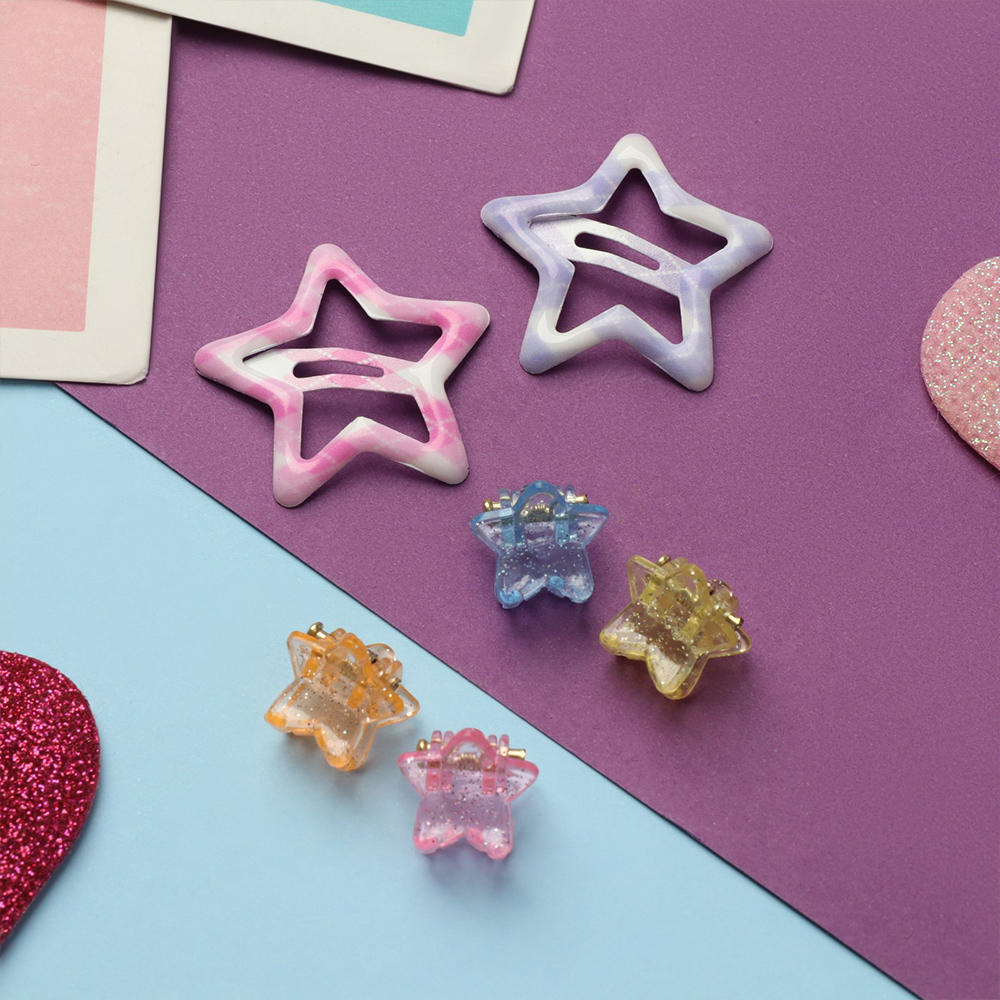 картинка Набор для волос 10072651 Маленькая звездочка (2 невидимки+4 крабика) клетка, в ассортименте 