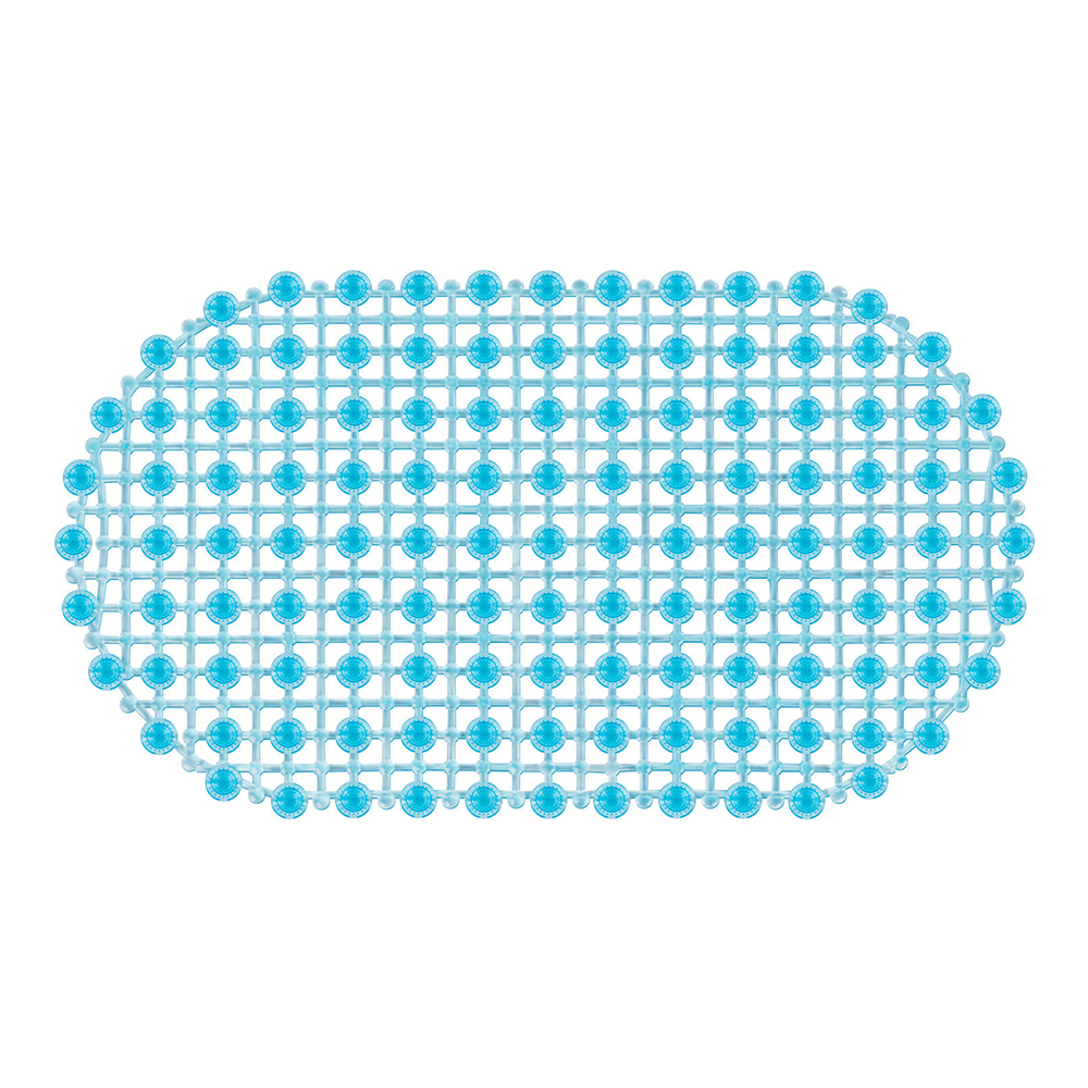 картинка Коврик для ванной противоскользящий 700388 Молекулы, овальный, 68*39 см, ПВХ, голубой 
