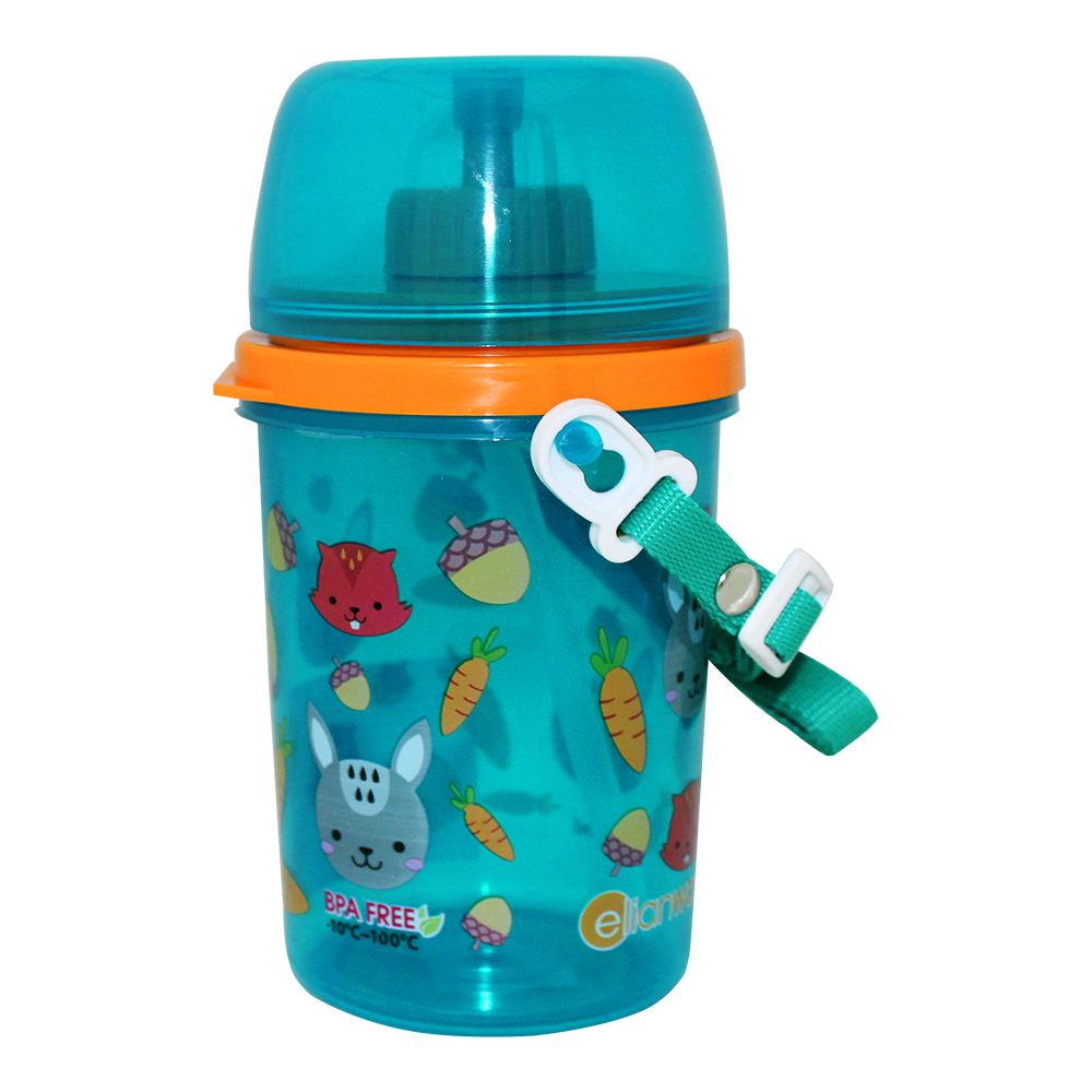 Бутылка для воды детская с трубочкой  Е-81 (Т) пластик, 0,39 л