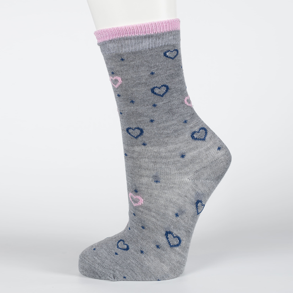 Носки женские Oemen HA021 хлопковые, с сердечками и блестящей резинкой, размер 23-25, в ассортименте